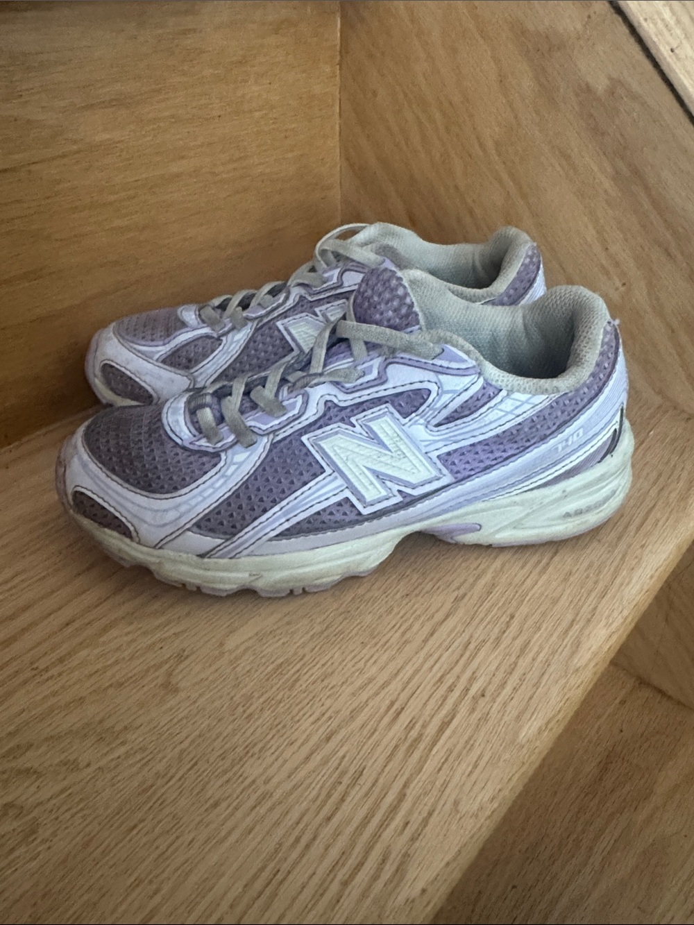 New Balance Kids Lavender and White Mesh Athletic Sneakers